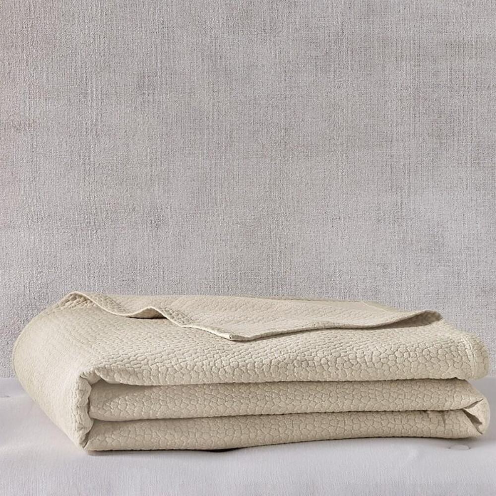 Hudson Park Collection Beige Signature Pebbled Matelassé King Coverlet